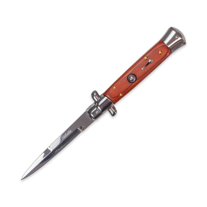 TacKnives side stiletto switchblade wood scale TacKnives side stiletto switchblade wood scale