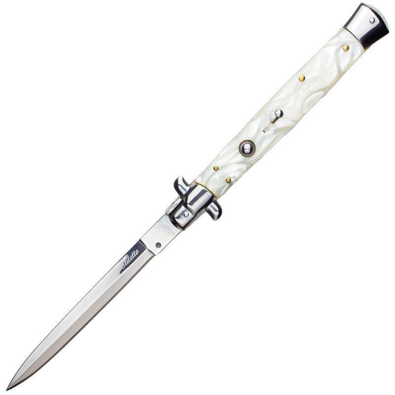 TacKnives Side Switchblade Stiletto 12″ STMS white pearl